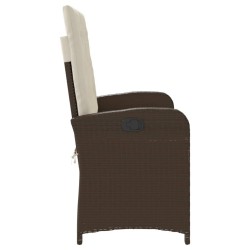 Banc inclinable de jardin avec coussins marron résine tressée 560858560858