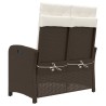 Banc inclinable de jardin avec coussins marron résine tressée 560858560858