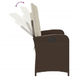 Banc inclinable de jardin avec coussins marron résine tressée 560858560858