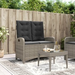 Banc inclinable de jardin avec coussins gris résine tressée 560859560859