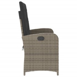 Banc inclinable de jardin avec coussins gris résine tressée 560859560859