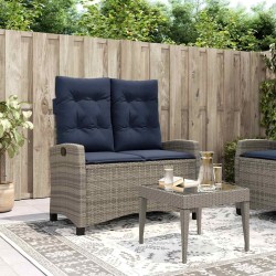 Banc inclinable de jardin avec coussins gris résine tressée 560862560862