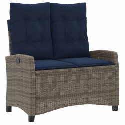 Banc inclinable de jardin avec coussins gris résine tressée 560862560862