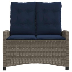 Banc inclinable de jardin avec coussins gris résine tressée 560862560862