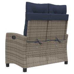 Banc inclinable de jardin avec coussins gris résine tressée 560862560862