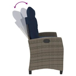 Banc inclinable de jardin avec coussins gris résine tressée 560862560862
