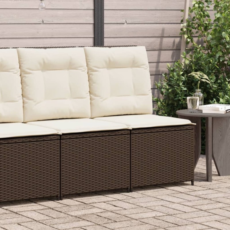 Canapé inclinable de jardin avec coussins marron résine tressée 560865560865