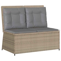 Banc inclinable de jardin avec coussins beige résine tressée 560866560866
