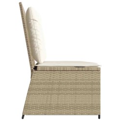 Banc inclinable de jardin avec coussins beige résine tressée 560867560867