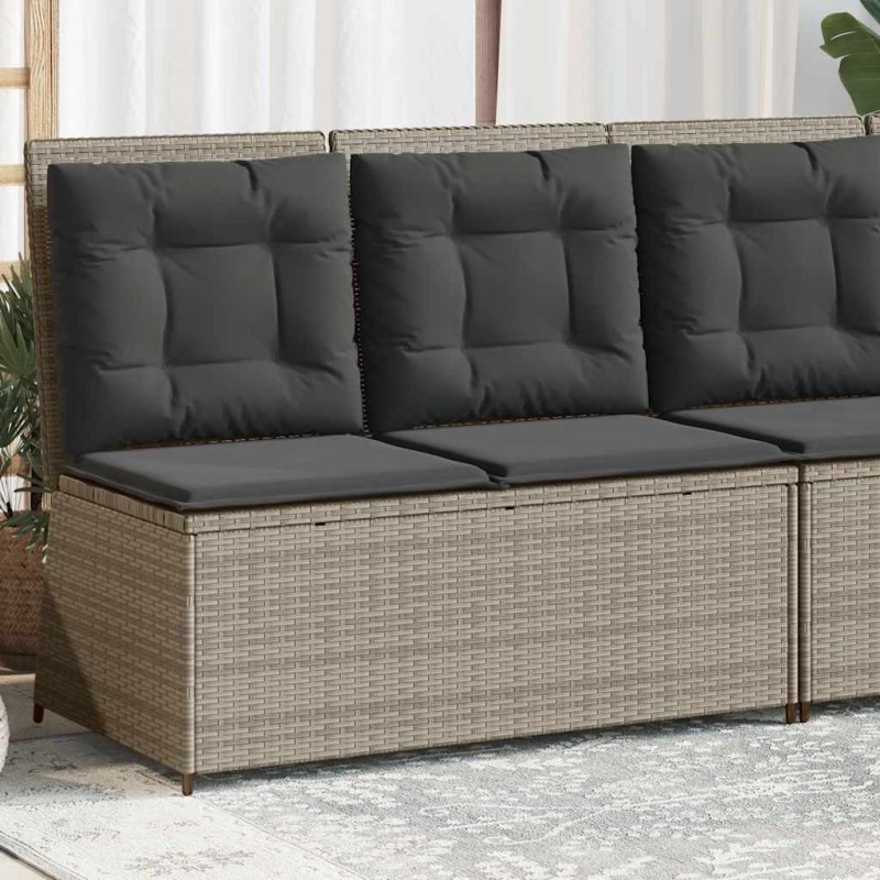 Banc inclinable de jardin et coussins gris clair résine tressée 560868560868