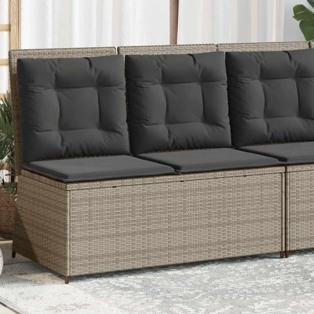 Banc inclinable de jardin et coussins gris clair résine tressée 560868560868
