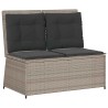Banc inclinable de jardin et coussins gris clair résine tressée 560868560868