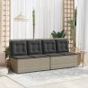 Banc inclinable de jardin et coussins gris clair résine tressée 560868560868