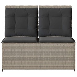 Banc inclinable de jardin et coussins gris clair résine tressée 560868560868