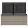 Banc inclinable de jardin et coussins gris clair résine tressée 560868560868