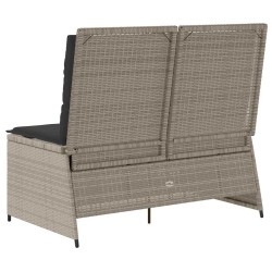 Banc inclinable de jardin et coussins gris clair résine tressée 560868560868