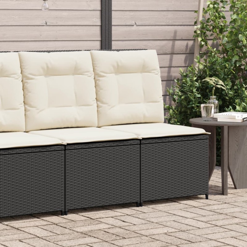 Canapé inclinable de jardin avec coussins noir résine tressée 560869560869