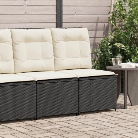 Canapé inclinable de jardin avec coussins noir résine tressée 560869560869