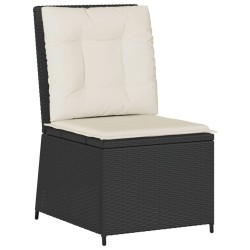 Canapé inclinable de jardin avec coussins noir résine tressée 560869560869