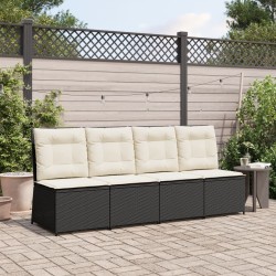 Canapé inclinable de jardin avec coussins noir résine tressée 560869560869