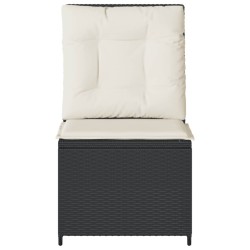 Canapé inclinable de jardin avec coussins noir résine tressée 560869560869