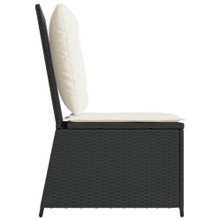 Canapé inclinable de jardin avec coussins noir résine tressée 560869560869