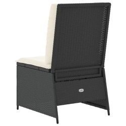 Canapé inclinable de jardin avec coussins noir résine tressée 560869560869