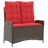 Banc inclinable de jardin avec coussins marron résine tressée 560871560871