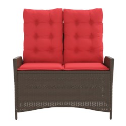 Banc inclinable de jardin avec coussins marron résine tressée 560871560871