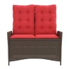 Banc inclinable de jardin avec coussins marron résine tressée 560871560871