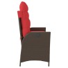 Banc inclinable de jardin avec coussins marron résine tressée 560871560871