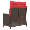 Banc inclinable de jardin avec coussins marron résine tressée 560871560871