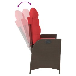 Banc inclinable de jardin avec coussins marron résine tressée 560871560871
