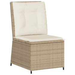 Canapé inclinable de jardin avec coussins beige résine tressée 560872560872