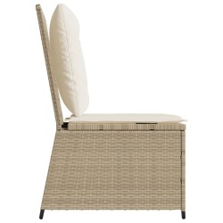 Canapé inclinable de jardin avec coussins beige résine tressée 560872560872
