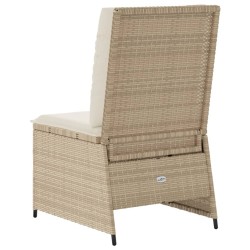 Canapé inclinable de jardin avec coussins beige résine tressée 560872560872