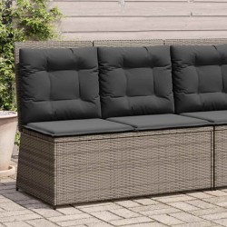 Banc inclinable de jardin avec coussins gris résine tressée 560873560873
