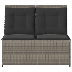 Banc inclinable de jardin avec coussins gris résine tressée 560873560873