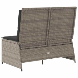 Banc inclinable de jardin avec coussins gris résine tressée 560873560873