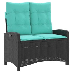 Banc inclinable de jardin avec coussins noir résine tressée 560880560880