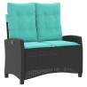 Banc inclinable de jardin avec coussins noir résine tressée 560880560880