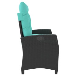 Banc inclinable de jardin avec coussins noir résine tressée 560880560880