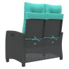 Banc inclinable de jardin avec coussins noir résine tressée 560880560880
