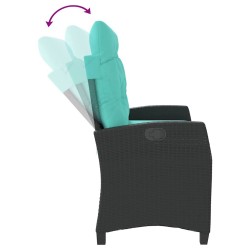 Banc inclinable de jardin avec coussins noir résine tressée 560880560880
