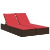 Chaise longue double avec coussins marron résine tressée 560882560882