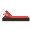 Chaise longue double avec coussins marron résine tressée 560882560882