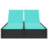 Chaise longue double avec coussins en polyrotin noir 560883560883
