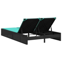 Chaise longue double avec coussins en polyrotin noir 560883560883