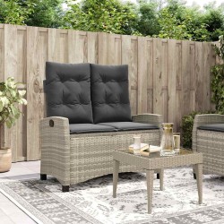 Banc inclinable de jardin et coussins gris clair résine tressée 560892560892