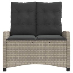 Banc inclinable de jardin et coussins gris clair résine tressée 560892560892